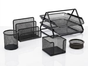 طقم مكتب معدن 5 قطع / صينية 2 طبقة