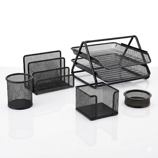 طقم مكتب معدن 5 قطع / صينية 2 طبقة