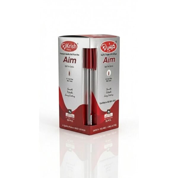 AIM 0.7mm  علبة تعبئة 50 أقلام أحمر