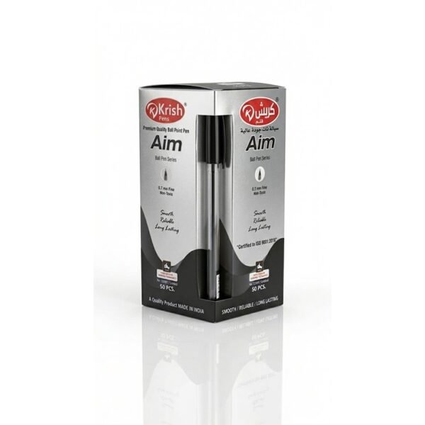 AIM 0.7mm علبة تعبئة 50 أقلام أسود