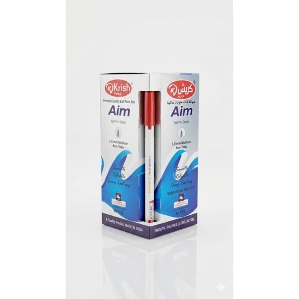 AIM 1.0mm علبة تعبئة 50 أقلام أحمر