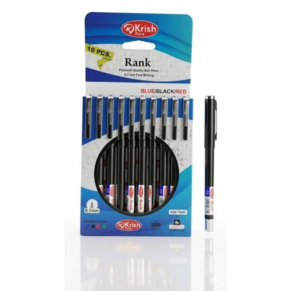 RANK 0.7mm  كرت تعبئة 10 أقلام أسود