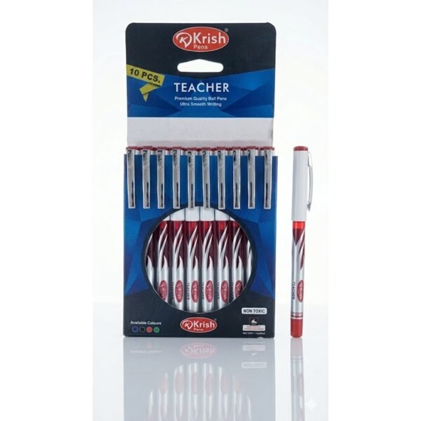 TEACHER 1.0mm  كرت تعبئة 10 أقلام أحمر