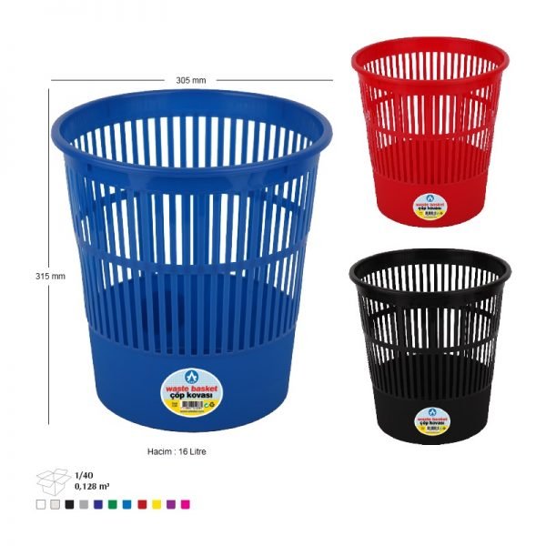 سلة مهملات بلاستيك 1440 (اسود / ملون)