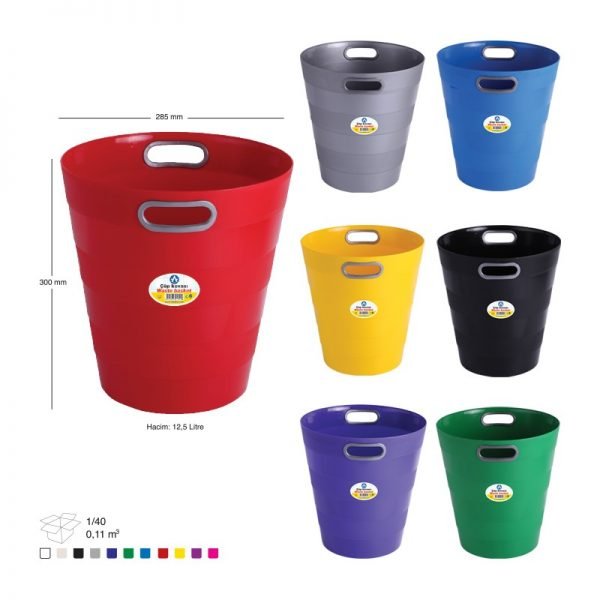 سلة مهملات بلاستيك 1051 (اسود / ملون)
