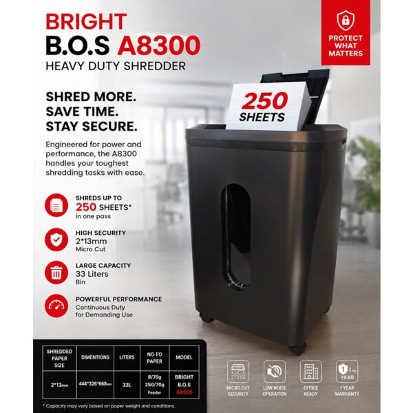 ماكينة إتلاف ورق BRIGHT B.O.S A8300
