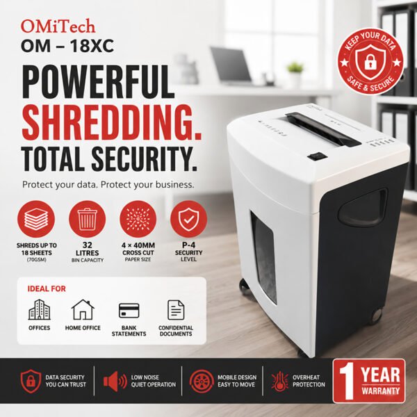 OMiTech OM - 18XC, 18 sheets, 32 Liters ماكينة اتلاف
