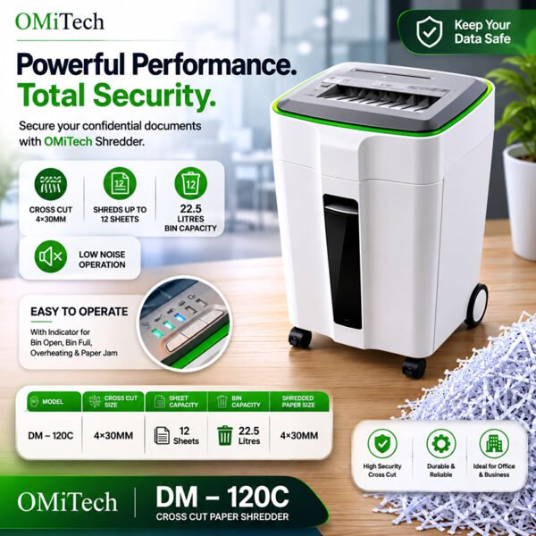 OMiTech DM - 120C, 12 sheets, 22.5 Liters ماكينة اتلاف