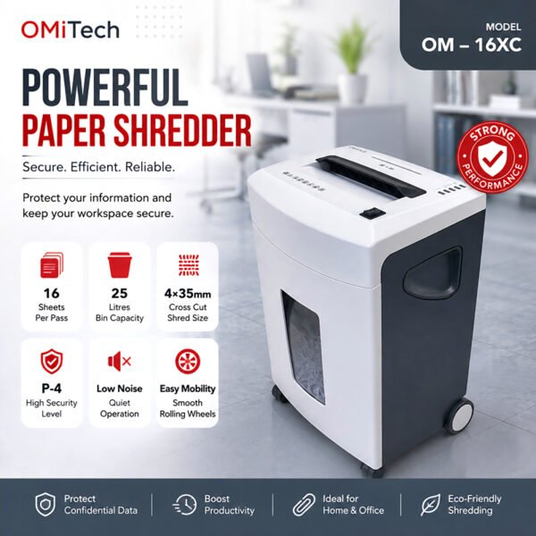 OMiTech OM - 16XC, 16 sheets, 25 Liters ماكينة اتلاف
