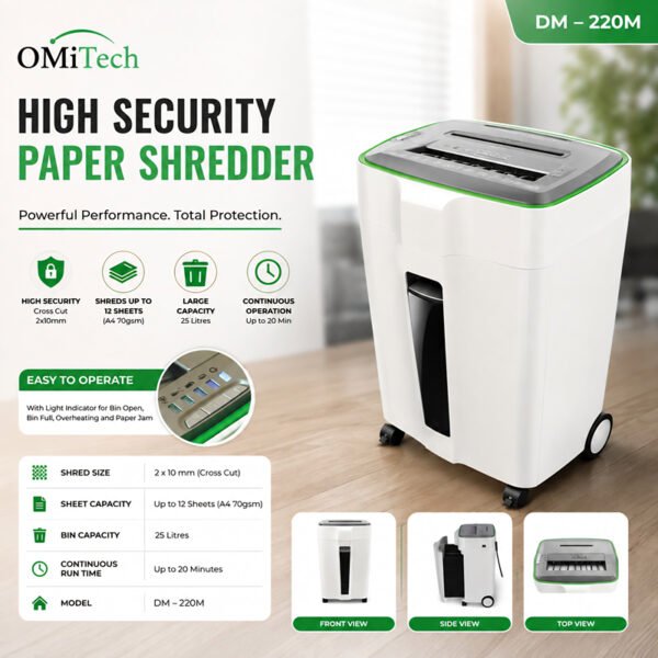 OMiTech DM - 220M, 10 sheets, 25 Litersماكينة اتلاف