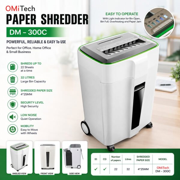 OMiTech DM - 300C, 22 sheets, 32 Liters ماكينة اتلاف